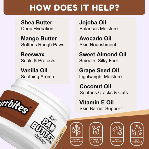 Furrbites™ 9in1 Paw Butter for Dogs - Coconilla (Coconut + Vanilla) - 30gm / 1oz - Image 3